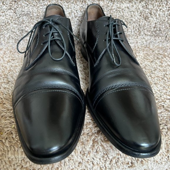 a.testoni Men\'s Black Leather Oxfords Dress Shoes. main image 15